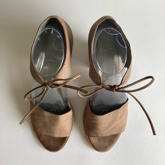 Eileen Fisher Cream Leather Heeled Slingbacks size 10 - Picture 8 of 16